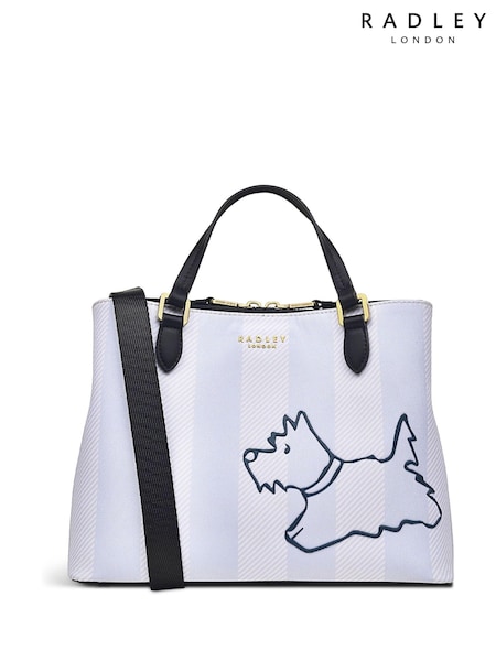 Radley London Medium Palace Gardens Stripe Zip-Top Multiway White Bag (496858) | €190