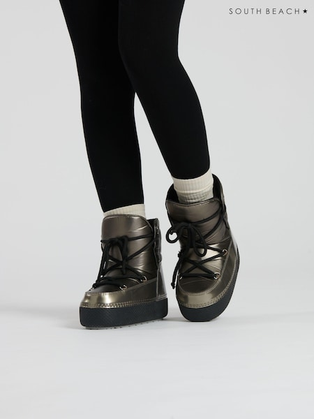 South Beach Green Metallic Padded Snow Boots (497095) | €30