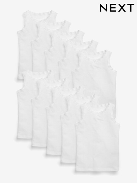 Weiß/Spitzenbesatz - 10 Pack Vests (1.5-16yrs) (497220) | 19 € - 28 €