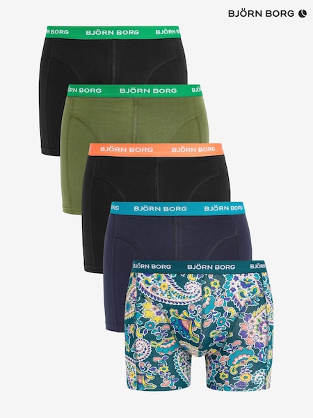 Cu model negru - Bjorn Borg Black Cotton Stretch Boxer 5 Pack (497487) | 232 LEI