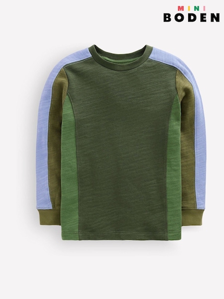 Grønn - Boden Colourblock Mid-weight T-shirt