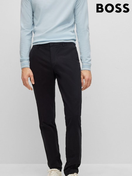 Negru - Chinos Boss Croială slim fit din Gabardine de Bumbac Stretch (498118) | 539 LEI