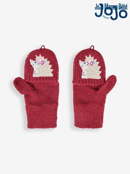 JoJo Maman Bébé Berry Girls' Hedgehog Embroidered Gloves (498325) | AED90