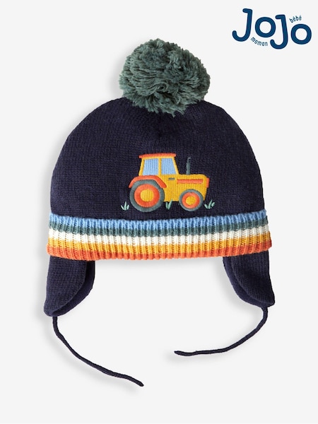 JoJo Maman Bébé Navy Blue Appliqué Bobble Hat (498343) | €13.50
