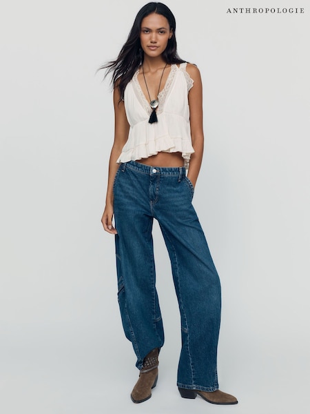 Blå - Anthropologie Pilcro Kaye Mid-rise Tapered-leg Jeans
