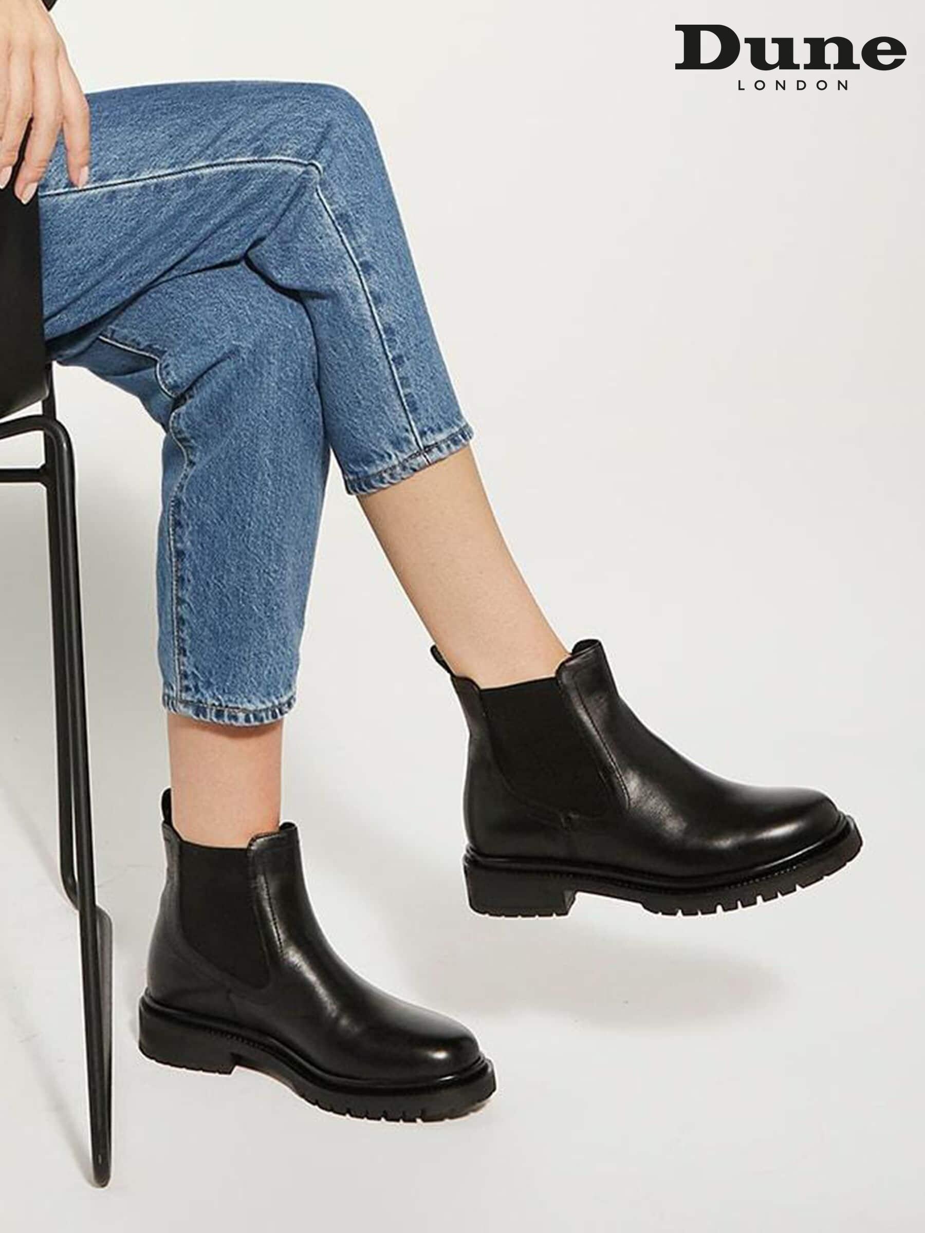 Black chelsea boots dune discount