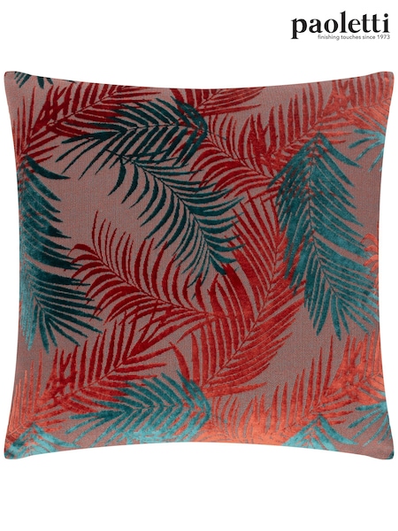 Riva Paoletti Teal Blue/Rust Orange Palm Grove Velvet Polyester Filled Cushion (499268) | €24