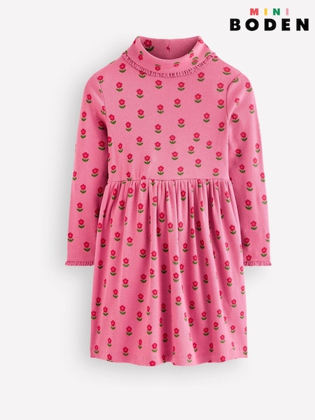 Rosa Blomstrete  - Boden High Neck Ribbed Dress