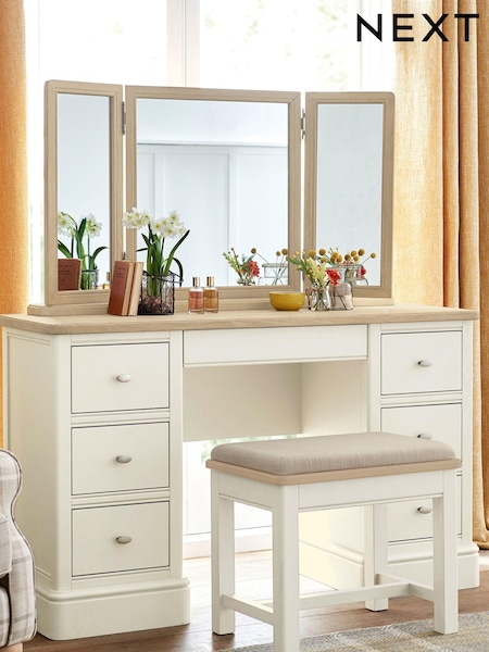 Chalk White Hampton Painted Oak Collection Luxe Stool (499983) | €275