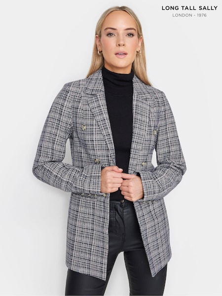 Albastru - Blazer lung Înalt Sally din tricot boucle (4C4706) | 178 LEI