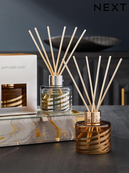 Rose Orange Blossom and Midnight Patchouli Fragranced 70ml Reed Diffuser Duo (4L8516) | €26
