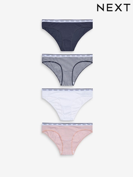 Ροζ/Μπλε ρίγα - Cotton Rich Logo Knickers 4 Pack (500179) | € 19