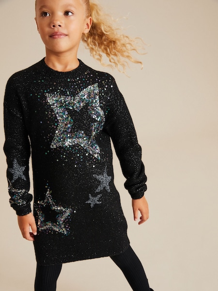 Black Sequin Jumper Dress (3-16yrs) (500189) | €12.50 - €13.50
