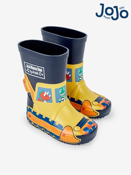 Marineblau, Bagger - Jojo Maman Bébé – bedruckte, gefütterte Gummistiefel (500357) | 38 € - 41 €