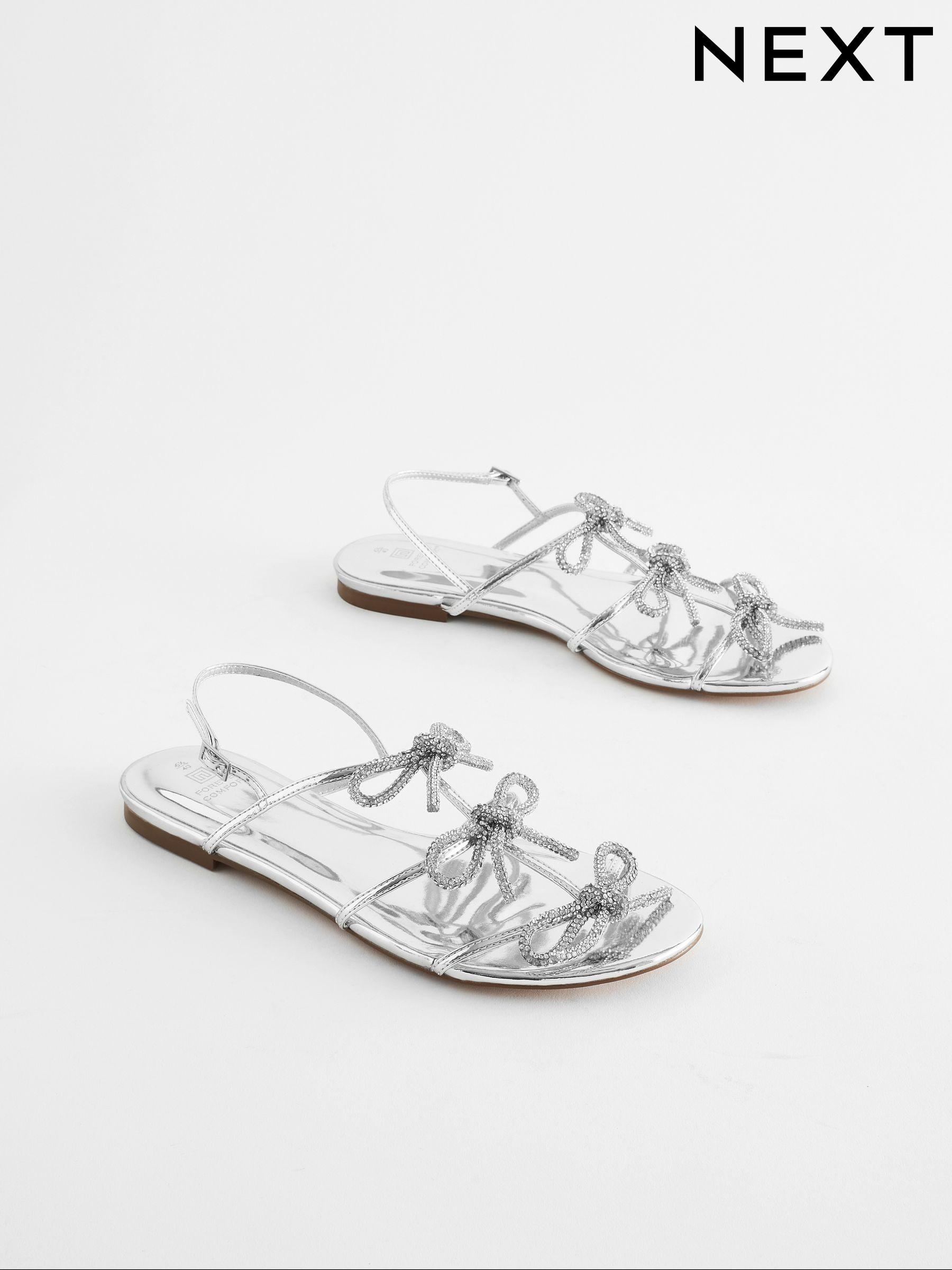 Silver strappy flats online