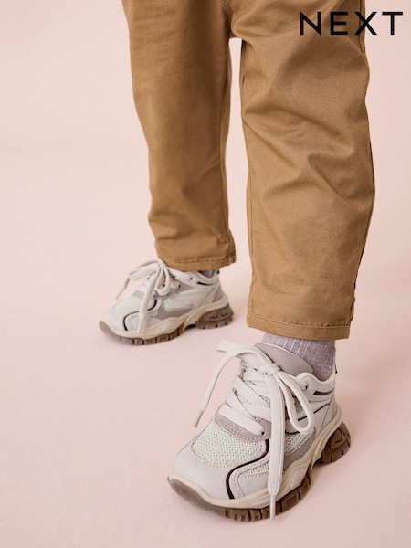Neutral Mesh Panel Lace Up Trainers (500869) | €24 - €26