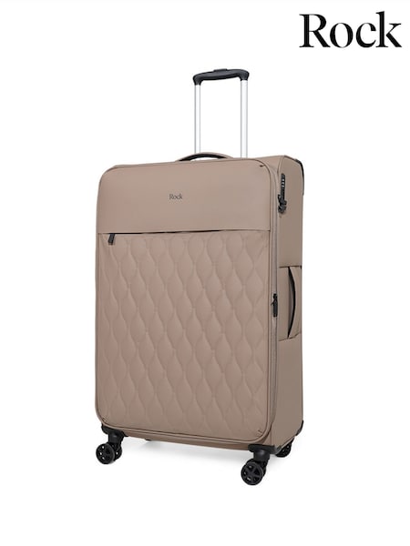 Brown - Rock Luggage Ember 8 Wheel Hardshell Suitcase
