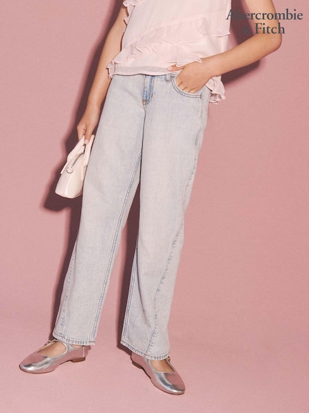 Abercrombie & Fitch Blue Low Rise Baggy Wide Leg Denim 100% Cotton Jeans (501226) | 34 €