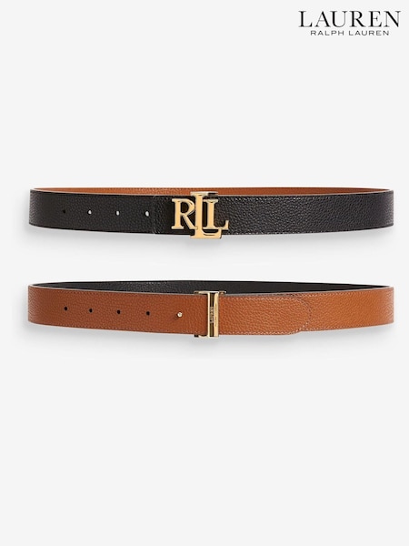 Lauren Ralph Lauren Large Tan Brown/black Reversible Monogram Belt (501311) | 112 €