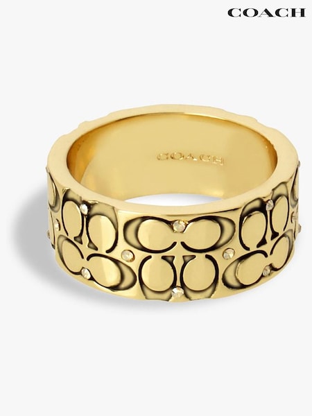 COACH Gold Tone Signature Quilted Band Ring (501322) | LEI 559