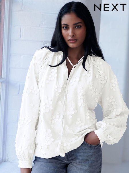 White Tie Neck Floral Blouse (501324) | €16