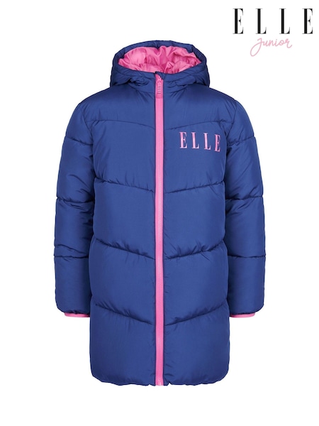 ELLE Blue Longline Coat (501384) | AED437 - AED524