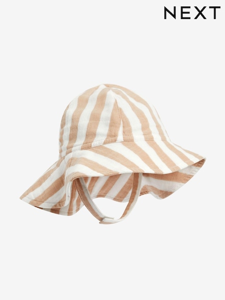 Neutral Stripe Wide Brim Stripe Baby Hat (501734) | AED23