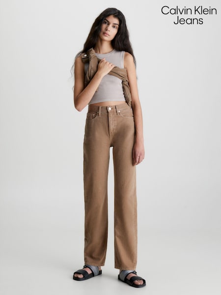 Calvin Klein Jeans High Rise Straight Leg Brown Jeans (502154) | €51