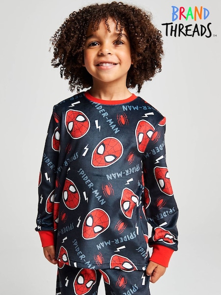 Black - Brand Threads Spiderman Fleece Twosie Pyjamas Set
