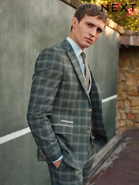 Зелений - Слім Фіт - Trimmed Check Suit Jacket (502769) | 3 676 грн