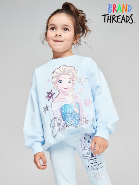 Blue - Brand Threads Frozen Sweatshirt And Leggings Set