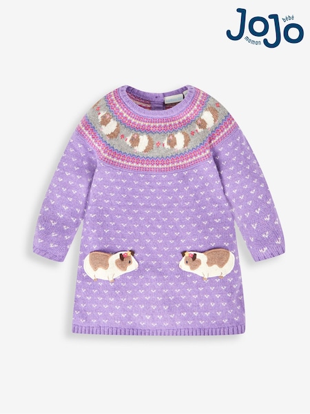 Fliederfarbenes Meerschweinchen - Jojo Maman Bébé – Strickkleid mit Norwegermuster (503212) | 51 €