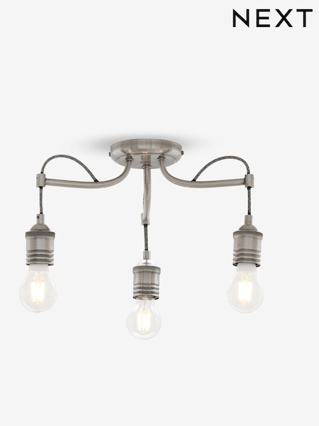 Brushed Silver Newark 3 Light Ceiling Light Fitting (503470) | €72