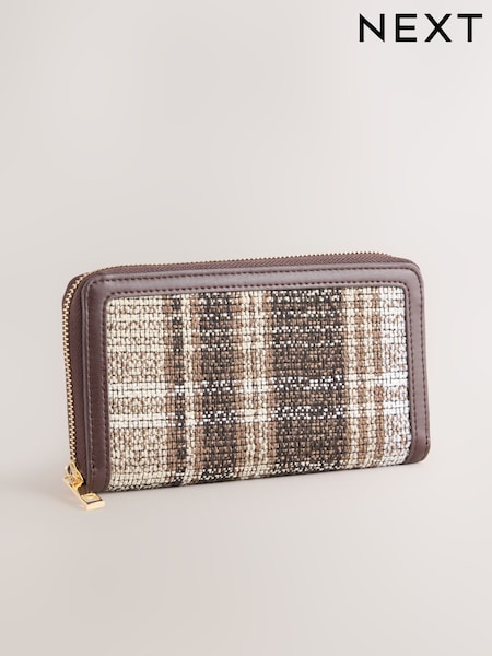 Chocolate Brown - Check Large Zip Purse