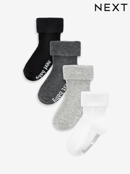 Enobarvni - 4 Pack Roll Top Baby Socks (0mths-2yrs) (504043) | € 6