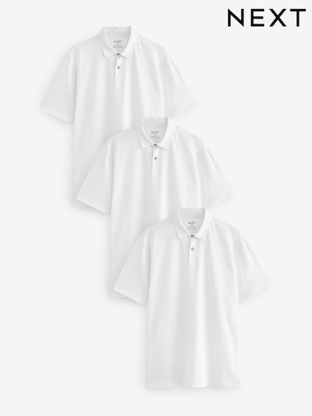 White Regular Fit Short Sleeve Jersey Polo Shirts 3 Pack (504520) | 198 QAR