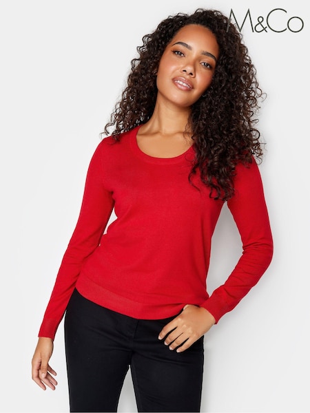 M&Co Red Scoop Neck Jumper (504537) | €16