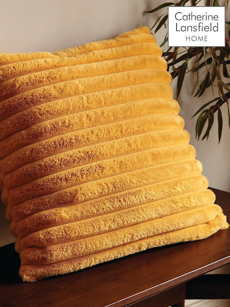 Catherine Lansfield Yellow Catherine Lansfield Soft and Cosy Ribbed Cushion (504628) | 79 QAR