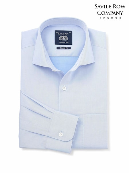Skaj Plavo - Regular Savile Row Company Classic Fit Cotton Twill Single Cuff Formal Shirt