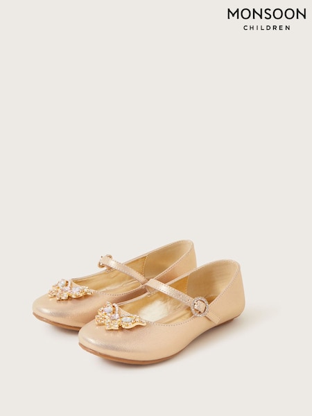 Monsoon Gold Jewel Butterfly Shimmer Ballerinas Flats (504713) | €15.50 - €18.50