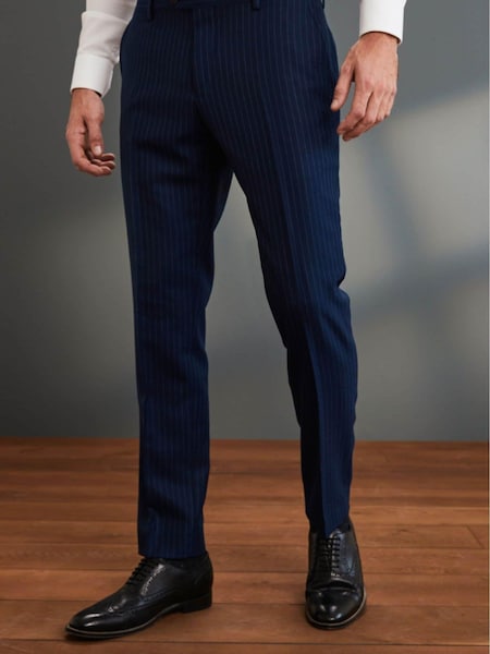 Modra črtasta - Slim - Signature Empire Mills 100% Wool Stripe Suit: Trousers (504781) | € 37