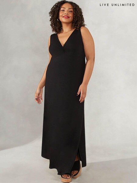 Live Unlimited Curve V-neck Twist Front Maxi Black Dress (504869) | €20
