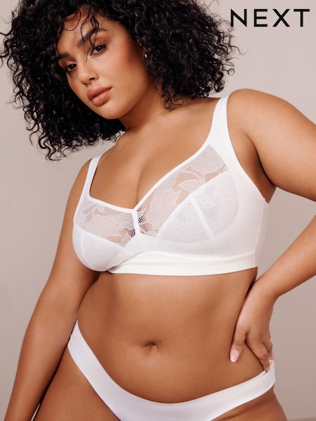 White F-K Ultimate Support Hidden Interlock Lace Non Wire Bra (505184) | €16
