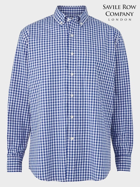 Savile Row Company Blue Check Classic Fit Button-Down Shirt (505637) | €31