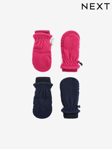 Pink/Navy Thermal Fleece Mitts 2 Pack (3mths-6yrs) (505786) | €6