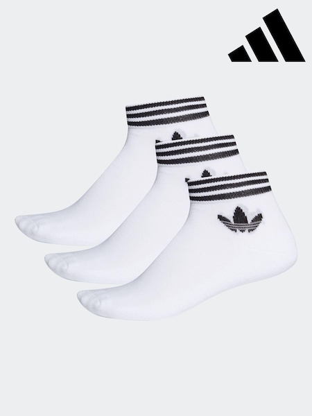 adidas snow White Trefoil Ankle Socks 3 Pack (506149) | AED24