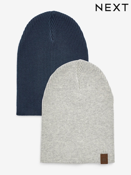 Grau/Marineblau - Beanie Hats 2 Pack (3mths-10yrs) (506491) | 5 € - 8 €