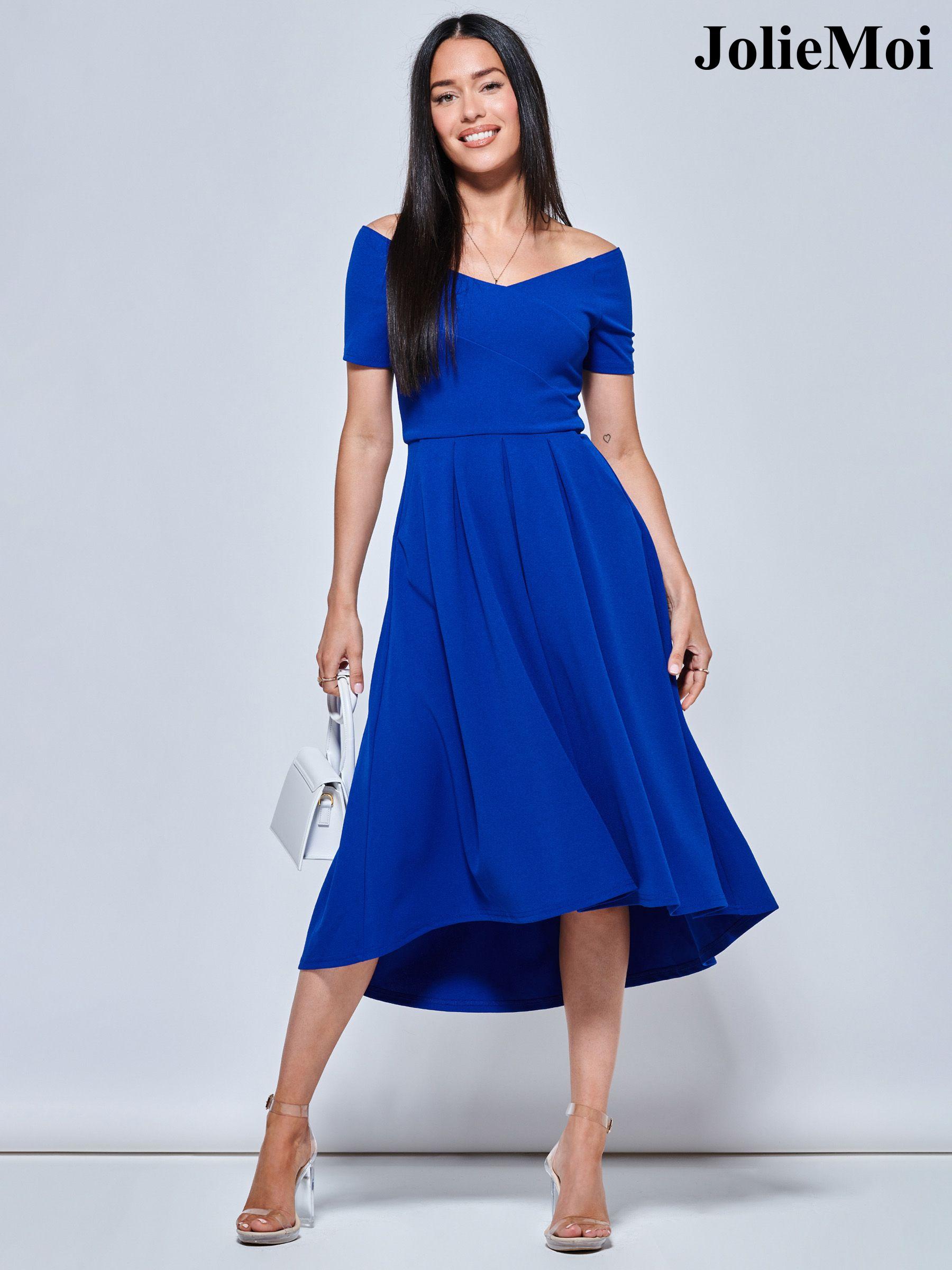 Curve Jolie Moi Blue Bardot Off Shoulder Short Sleeve Dresses Next Luxembourg