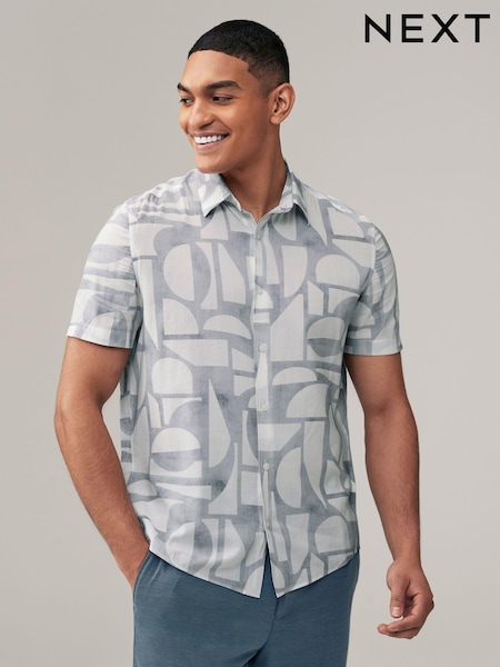 Grau - Printed Short Sleeve Shirt (506954) | 6 €