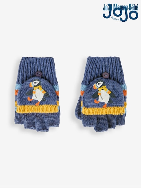 JoJo Maman Bébé Indigo Puffin Striped Gloves (507096) | €25